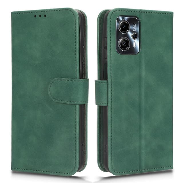 SKALO Motorola Moto G23 4G Matt PU Nahka lompakkokotelo - Vihreä