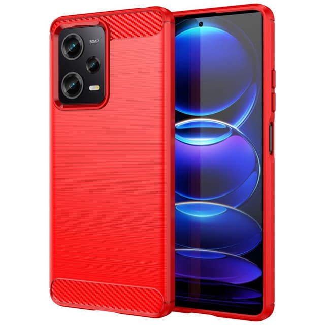 SKALO Xiaomi Redmi Note 12 Pro 5G Armor Carbon Stöttåligt TPU-skal - Röd