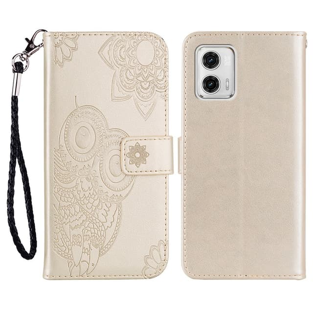 SKALO Motorola Moto G23 4G Mandala Owl Plånboksfodral - Guld