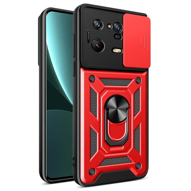 SKALO Xiaomi 13 Pro 5G Armor Hybrid Metal Ring Camera Slider - Rød