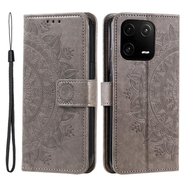 SKALO Xiaomi 13 5G Mandala Plånboksfodral - Grå