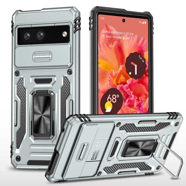 SKALO Google Pixel 7a Armor Hybrid Metal Ring Camera Slider - Grå