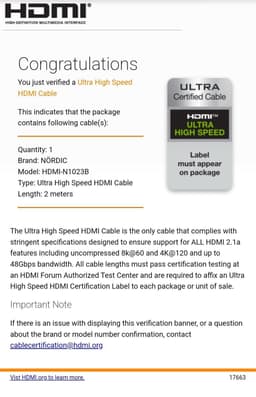NORDIC-SERTIFISERT KABLER 2m Ultra High Speed ​​​​HDMI 2.1 8K 60Hz 4K 120Hz 48Gbps Dynamic HDR eARC VRR Nylonflettet kabel Gullbelagt