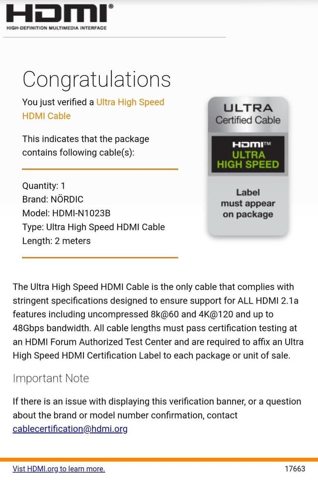 NORDIC-SERTIFISERT KABLER 2m Ultra High Speed ​​​​HDMI 2.1 8K 60Hz 4K 120Hz 48Gbps Dynamic HDR eARC VRR Nylonflettet kabel Gullbelagt