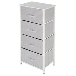 ML-Design låda skåp, byrå tyg med 4, 45 x 30 x 94 cm vit metall hyllor /