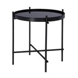 WOMO-DESIGN design sidobord Ø43x45cm i svart av metall och glas, vardagsrumsbord