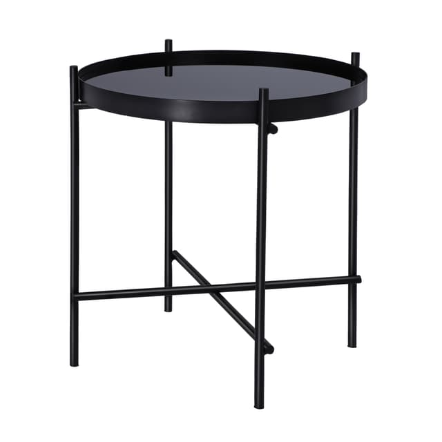 WOMO-DESIGN design sidobord Ø43x45cm i svart av metall och glas, vardagsrumsbord