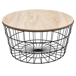 ECD Germany rund designbord sidobord Ø 67 x 34 cm med avtagbar naturfärgad