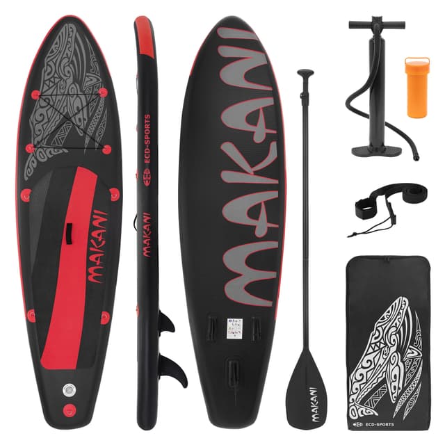 Uppblåsbar Stand Up Paddle Board Makani 320x82x15 cm Svart Röd PVC