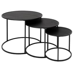 Sidobord 3 st svart av MDF spånskiva och metall ML-Design