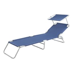 ECD-Germany Aluminium solarium liggestol med tag, blå, 200 cm, folde strand
