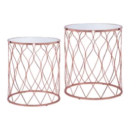 WOMO-DESIGN design sidobordssats om 2 Ø40 / Ø45 cm i koppar, vardagsrumsbord med