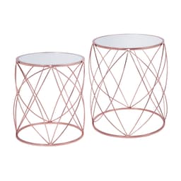 WOMO-DESIGN design -sivupöytä 2 Ø40 / Ø45 cm kuparia, olohuoneen lasipohjainen