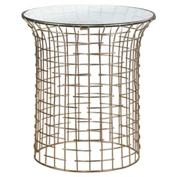 Sidobord 40x40x45 cm svart/guld järn och glas WOMO-Design