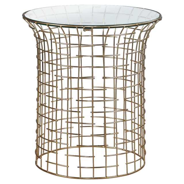 Sidobord 40x40x45 cm svart/guld järn och glas WOMO-Design