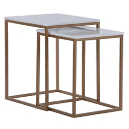 WOMO-DESIGN sohvapöytä 2 kpl 40x40 / 35x35 cm, antiikki messinki ja valkoinen,