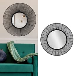 Seinäpeili Ø 84 cm Musta lasi ja puu Merall-kehyksellä WOMO-Design
