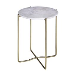 WOMO-DESIGN design -sivupöytä Ø40 x 50 cm, valkoinen Banswara marmori / kulta