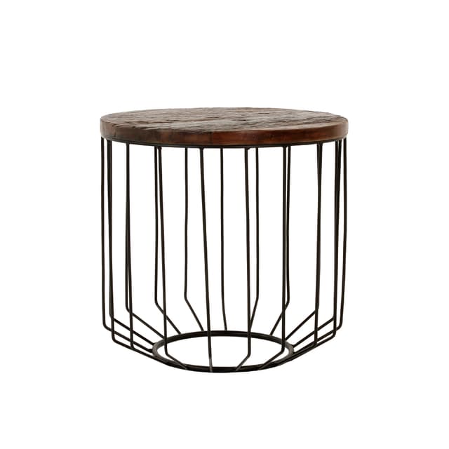WOMO-DESIGN designer sidebord rundt Ø 50 x 50 cm natur massivt træ genvundet træ