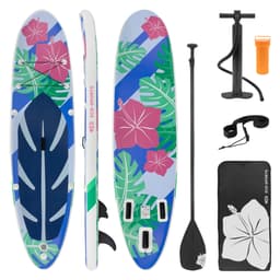 Oppustelig Stand Up Paddle Board Blomster 320x82x15 cm blå hvid PVC