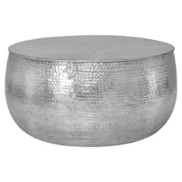 WOMO-DESIGN-sohvapöytä Ø 90x45cm hopea, ainutlaatuinen, vasaroiva ilme,