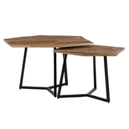 WOMO-DESIGN sohvapöytä 2 kpl 73x56 / 56x48cm luonnon musta, ainutlaatuinen,
