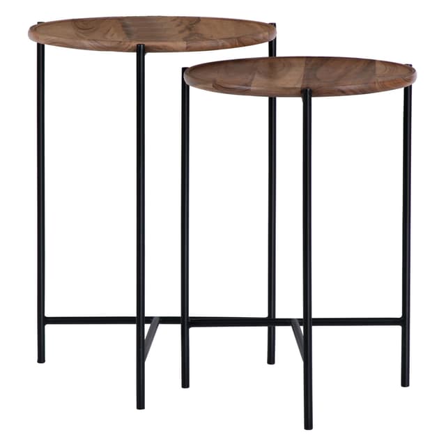 WOMO-DESIGN sidobord Uppsättning av två 40x55cm Ö / ö 35x50cm, naturligt svart,