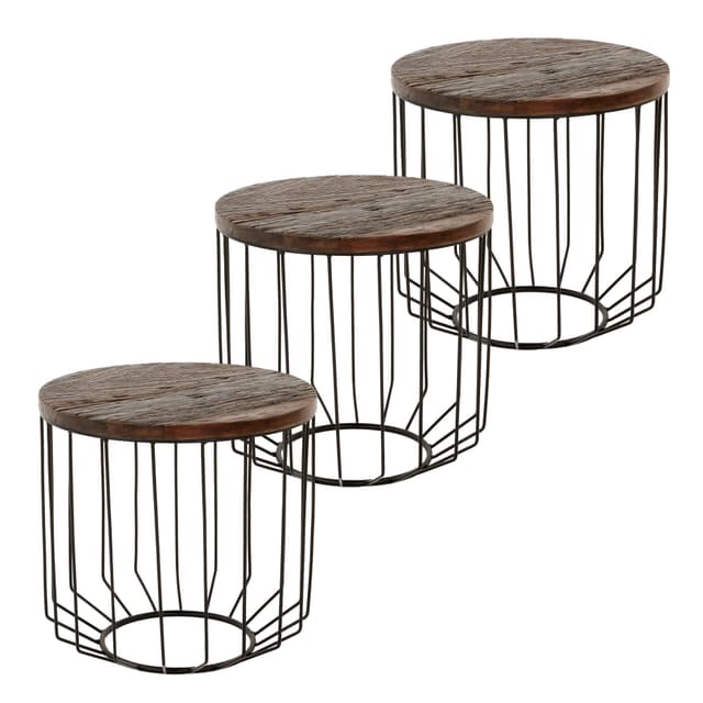 WOMO-DESIGN designer sidebord rundt Ø 50 x 50 cm natur massivt træ genvundet træ