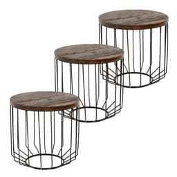 WOMO-DESIGN designer sidobord runt Ø 50 x 50 cm naturligt massivt trä återvunnet