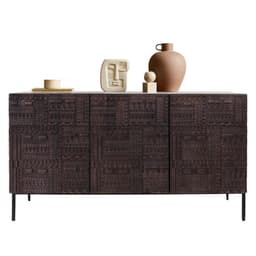 Byrå Shabby Chic med tre dörrar 85x150x45,5 cm Brun/Svart av mangoträ