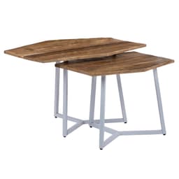 WOMO-DESIGN sidobord Uppsättning av 2 73x56 / 56x48cm, naturliga och vita, unik,