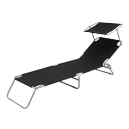 ECD-Germany Aluminium solarium liggestol med tag, sort, 200 cm, folde strand