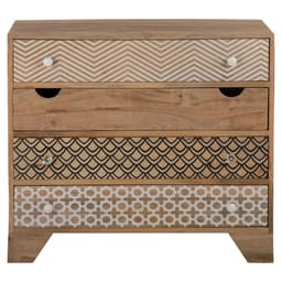 WOMO-DESIGN Kommode 4 skuffer, 90x80x40 cm, naturlige, unikke, håndlavede fra