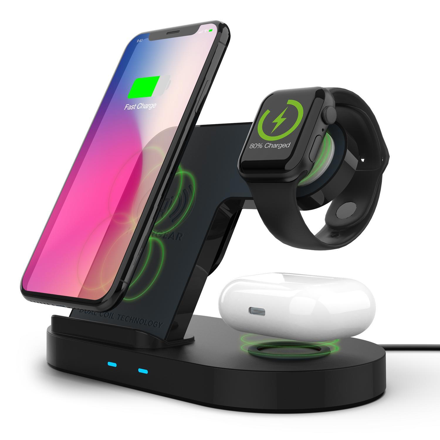 Hypergear 3-I-1 Qi Lader - iPhone, Watch, Airpods - Sort