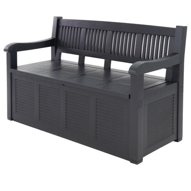 ECD Germany Garden Bench med ryg og armlæn, inkl. Lagerplads, i træudseende,