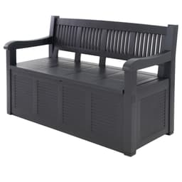 ECD Germany Garden Bench med ryg og armlæn, inkl. Lagerplads, i træudseende,