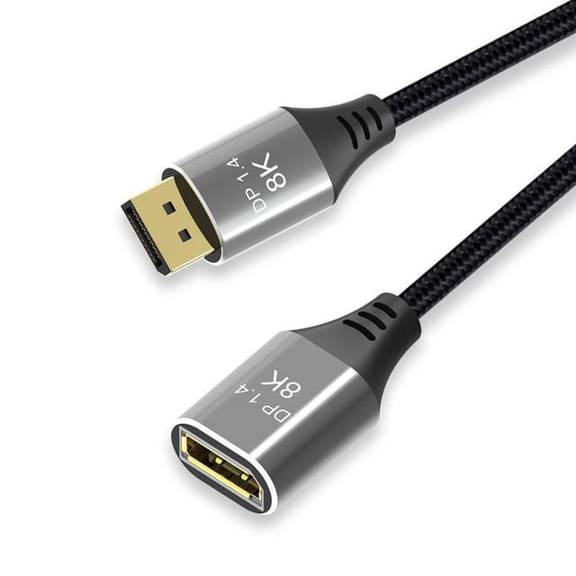 NÖRDIC 1,5 m Displayport 1,4 skjøtekabel UHD 8K60Hz 4K144Hz 32,4Gbps 10-bit HDR