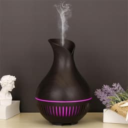 Luftfuktare/Aroma Diffuser med 7 LED och timer, Mörkt trä