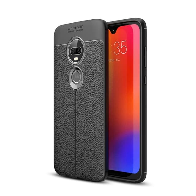 Motorola Moto G7 / G7 Plus TPU skal Litchi Texture - Svart