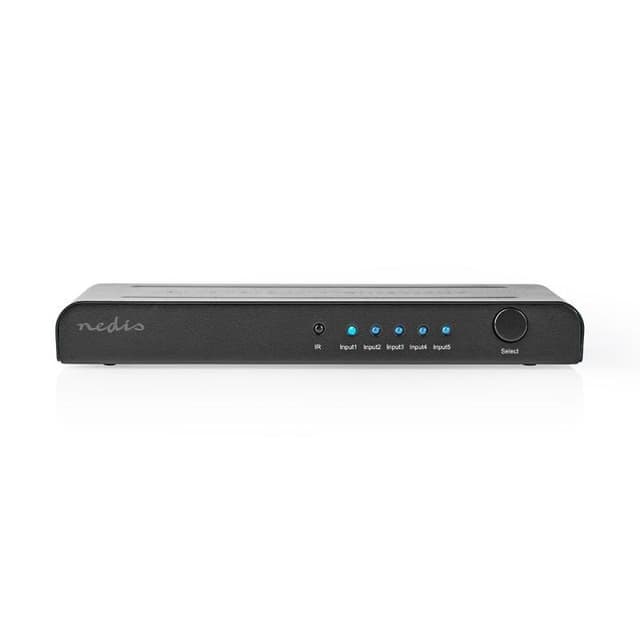 Nedis HDMI ™ Switch | 5-Port port(s) | 5x HDMI™ Ingång | 1x HDMI™ utgång | 4K@60Hz | 18 Gbps | Fjärrstyrd | Metall | Antracit