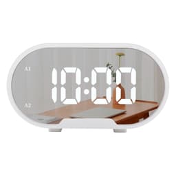 Digitalt vækkeur snooze funktion 12/24 display spejl overflade Hvid