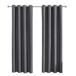 Vendbare lin blendingsgardiner 2-pak Mørk grå 132 x 213 cm