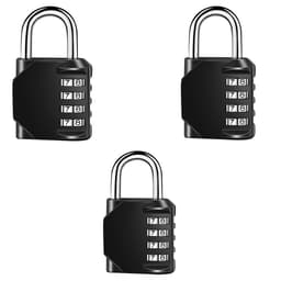 4-siffrigt kodlås Hänglås 3-pack Svart