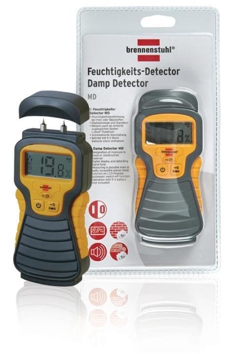 Fugtmåler til træ / vægge / byggemateriale med LCD display antracit / gul