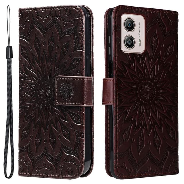 SKALO Motorola Moto G53 5G Mandala Flip Cover - Brun