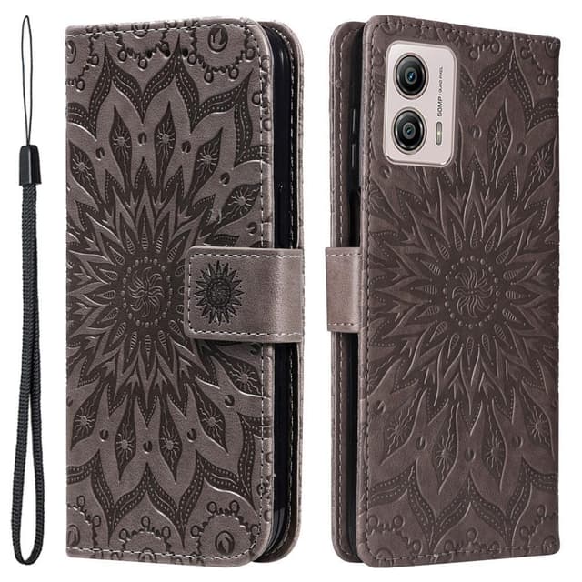 SKALO Motorola Moto G53 5G Mandala Plånboksfodral - Grå