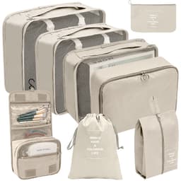 Organiseringsset för Resväskor Resbagagearrangörer vattentät 9-pack Beige