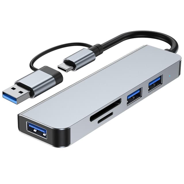 NÖRDIC USB Hub 5 porter 2xUSB-A 2.0 1xUSB-A 3.0 1xTF 1xSD