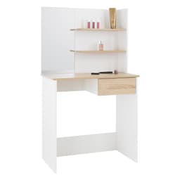 ECD Germany dressingbord med spegel, lådor, 2 fack, 75x40x135 cm, vit sonoma ek,