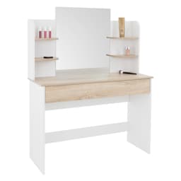 ECD Germany TILBAGE Bord med spejl, skuffe, 4 rum, 108x40x140 cm, hvid Sonoma